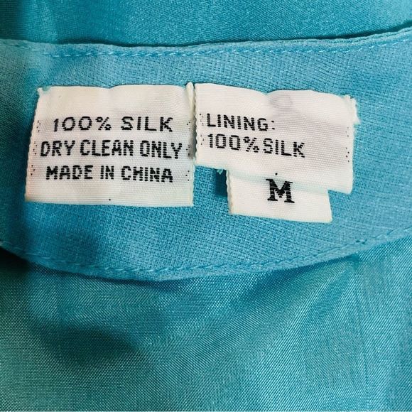 Vintage 70’s Light Blue 100% Silk Formal Dress 2 Piece Slip & Long Beade… - Picture 13 of 15